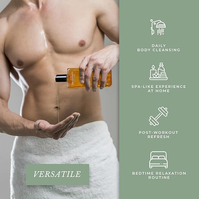 Pecksniff's Men's Luxurious Moisturizing Bath & Shower Gel | Premium Cleansing Men's Body Wash | Captivating Fougere Accord Mens Shower Gel | Charismatic Scent | 500ml