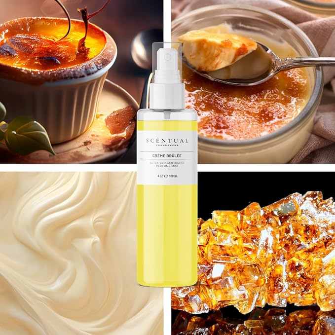 Ultra-Concentrated Hair & Body Perfume Mist, Long Lasting Women's Fragrance, Gourmand Perfumes for Women, Vegan and Cruelty Free (Crème Brûlée)