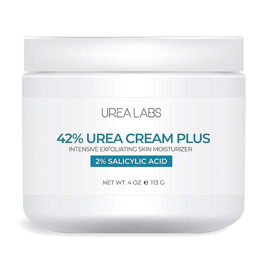 | 42% Urea Cream + 2% Salicylic Acid – Maximum Strength Foot & Skin Repair | Deep Exfoliation & Hydration for Cracked Heels, Dry Feet, Rough Skin & Callus Removal (4 Oz)