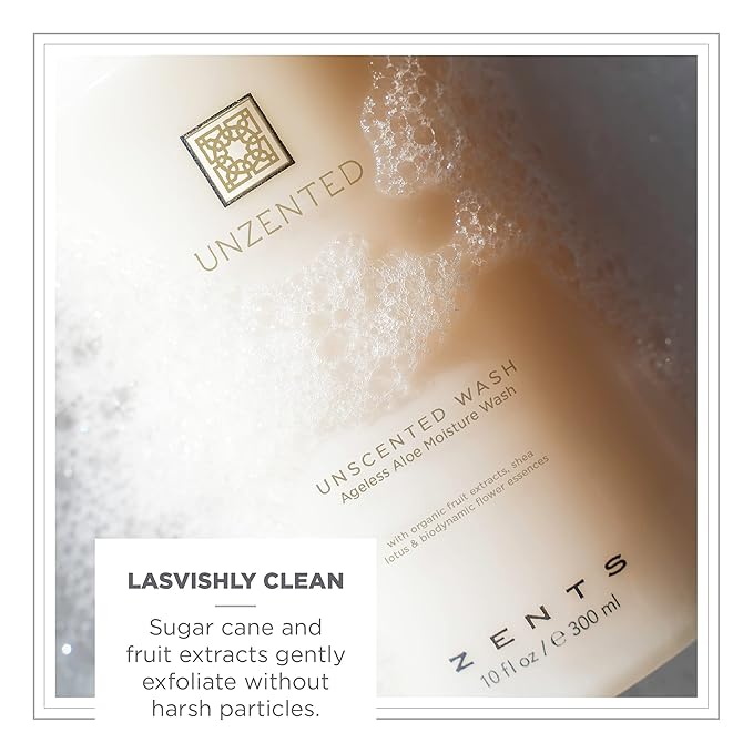 Zents Hand & Body Wash (Fragrance-Free) | Hydrating Anti-Aging Cleanser with Organic Shea Butter & Aloe for Dry Skin | Gentle & Nourishing | 10 fl oz