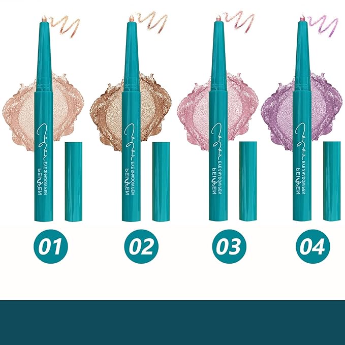 Waterproof Eyeliner Pencil Blendable Cream Shimmer Glitter Smooth Eyeshadow Stick Hypoallergenic Long Lasting Smudge Proof Eye liner Pen 03 Rose Shimmer