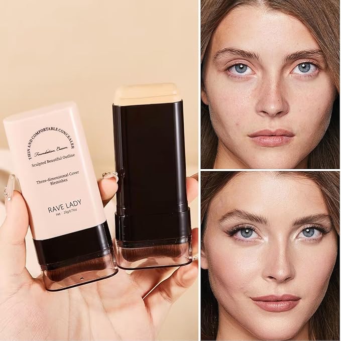 Stick Foundation Contour Long-wear Lightweight Brighten Blemish Concealer Foundation Stick Beauty Makeup 01#IVORY