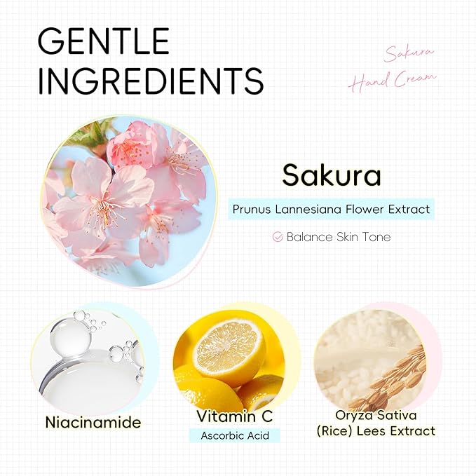 4 Pack Hand Cream Lotion Gifts Set - Deep Hydration Sakura Moisturizer Anti-Dryness Nourishing Hand Balm Fast-Absorbing Party Favors Gifts for Women Girls - Hand Cream Skin Care, 1.06Oz Each