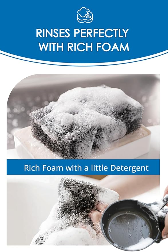 [SunSun Sponge] Kitchen Sponge 4-Pack, Multi-Purpose for Dishwash, Bath, and Stovetop, Excellent Drainage & Rich Lather, Durable & Long-Lasting
