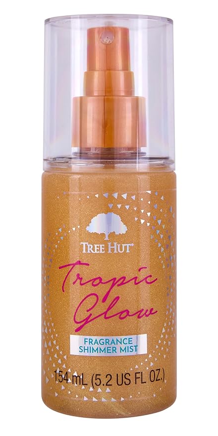 Tree Hut Tropic Glow Shimmer Mist, Light Shimmer Body Spray for a Radiant Look, Tropical Fragrance with Almond, Golden Amber, and Sandalwood, 5.2 fl oz