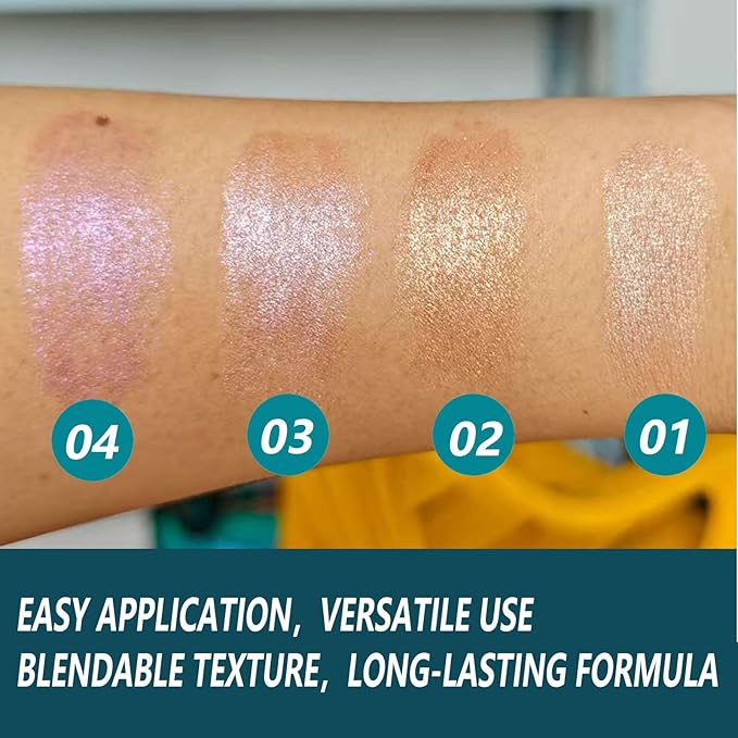 Waterproof Eyeliner Pencil Blendable Cream Shimmer Glitter Smooth Eyeshadow Stick Hypoallergenic Long Lasting Smudge Proof Eye liner Pen 03 Rose Shimmer