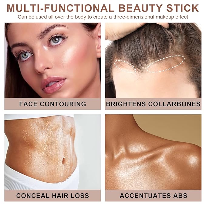 3-in-1 Cream Contour Stick Set - Fair (7+9+11) - Blush, Contour & Highlighter - Long Lasting, Waterproof - Matte & Dewy Finish