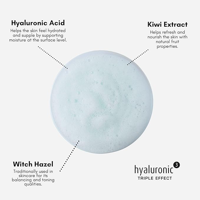 être belle Hyaluronic Triple Effect Tonic Mousse, Skin Care for Women, Hydrating Toner Foam, Made with Hyaluronic Acid, Witch Hazel & Kiwi Extract for All Skin Types, 100 mL