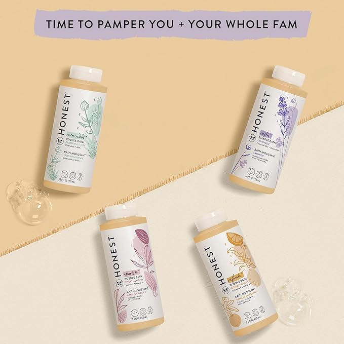 The Honest Company Foaming Bubble Bath Gentle for Baby Naturally Derived Tear-free Hypoallergenic Fragrance Free Sensitive 12 fl oz