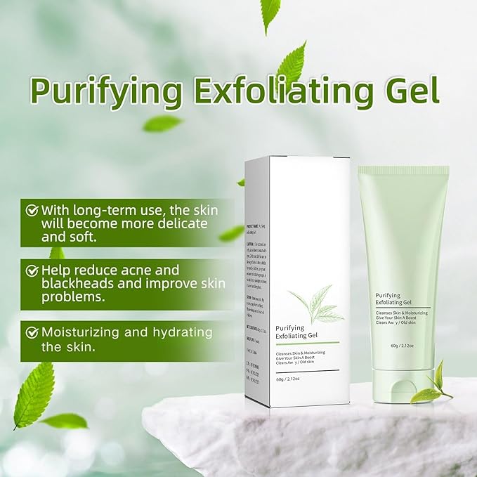 2PCS Purifying Exfoliating Gel, Exfoliat-ing Gel, Purifying exfoliating Moisturizing gel, Purify-ing Exfoliat-ing Scrub, Cleansing Face and Body Exfoliat-ing Scrub