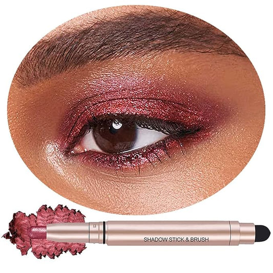 Rose Red Eyeshadow Stick Makeup, Highlighter Cream Eye Shadow Pencil, Waterproof Hypoallergenic Long Lasting Matte Crayon, Glitter Primer Palette Shimmer Eyeliner Pen