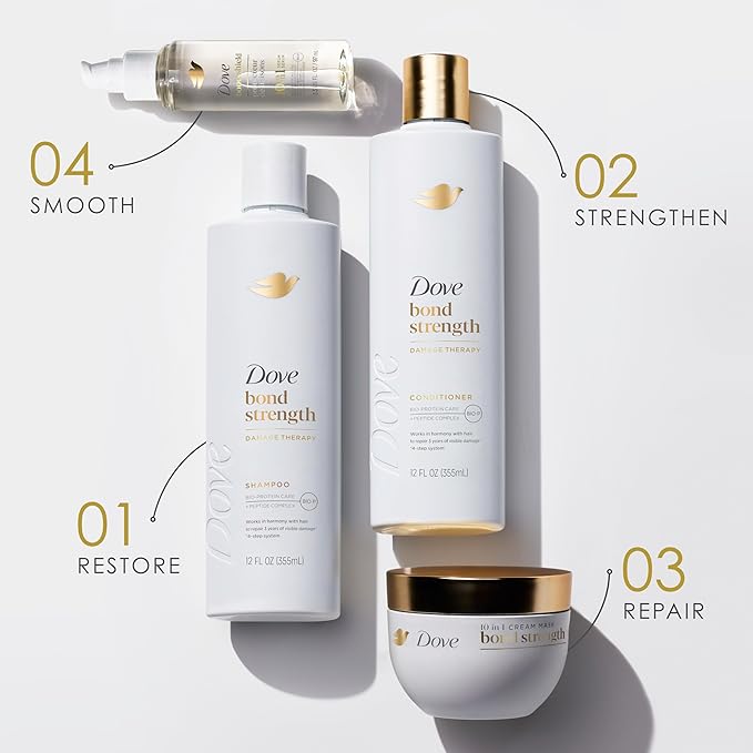 Dove Hair Bond Strength 10in1 Serum Mask for Chemically Damaged Hair with Bio-Protein Care Technology plus Peptide Complex 9.2 fl oz.