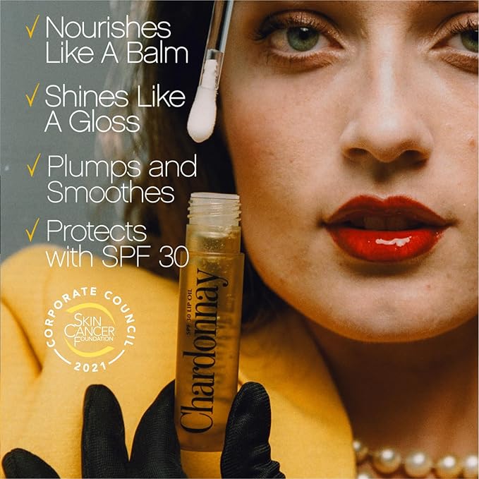 VACATION Chardonnay Lip Oil SPF 30, Sunscreen for Lips, Hydrating, Caramel Vanilla Flavored Lip Gloss, Clear Plumper, Non-Sticky, Vegan, 0.2 Fl. Oz. (Pack of 2)