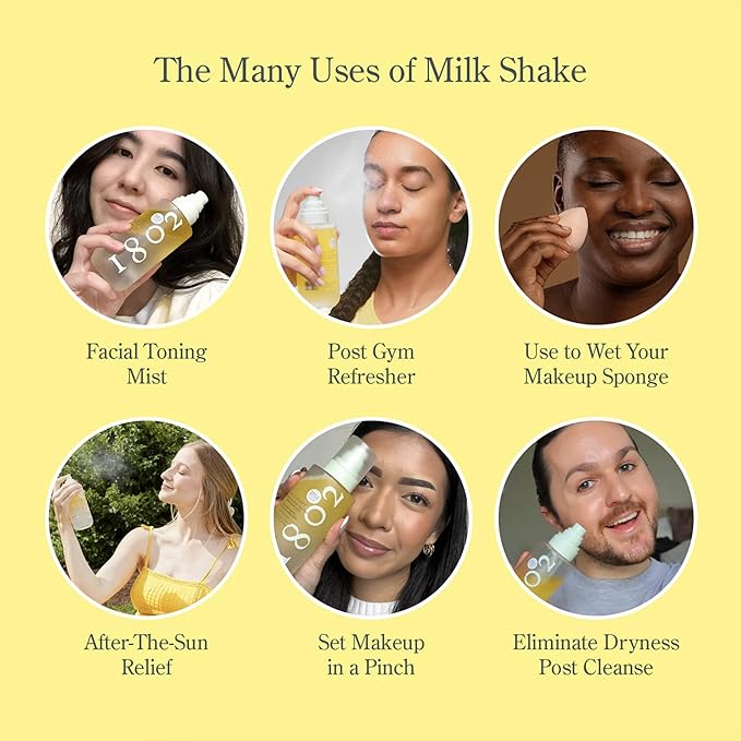 Beekman 1802 Milk Shake Hydrating Face Mist - Hyaluronic Acid & Squalane Facial Mist Minimizes Pores & Gently Moisturizes - Makeup Setting Spray - Fragrance-Free