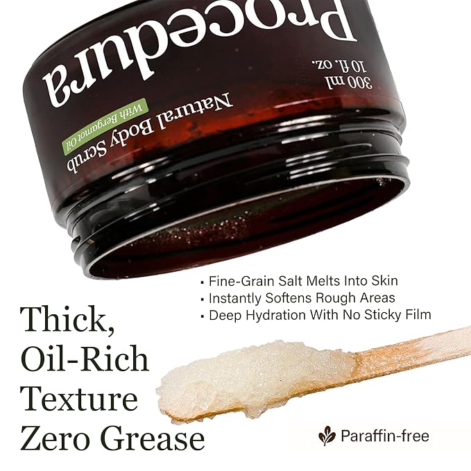 Exfoliating Body Scrub for Women & Men – Natural Sea Salt Scrub with Bergamot & Orange Oil, Deep Cleansing, Hydrating & Moisturizing, Vegan, Paraffin-Free (10 fl oz) (Bergamot-Orange)