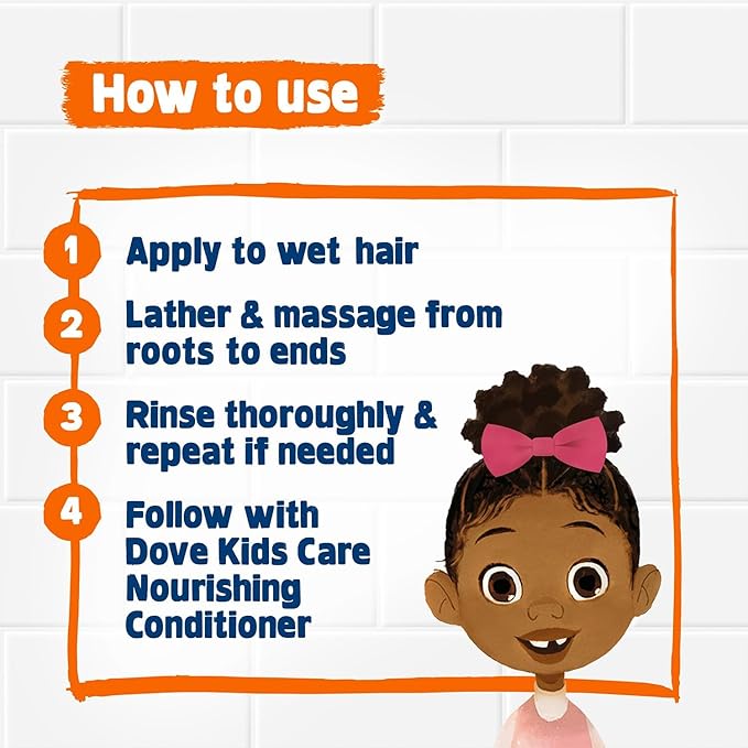 Dove Kids Care Body Wash 2-Pack + Moisturizing Shampoo Bundle - Cotton Candy Foaming Cleanser & Dove Shampoo with Shea Butter for Kids' Curly Hair (3 Piece Set)