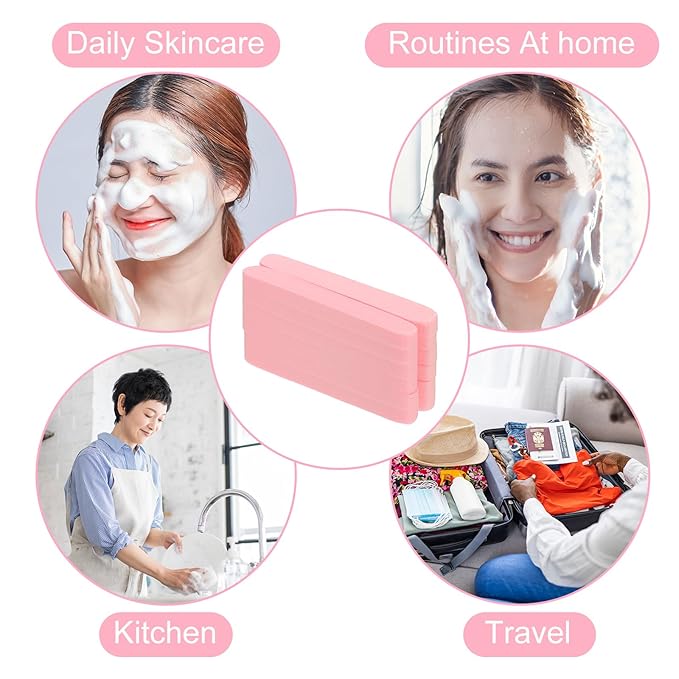 uxcell 120 Count Compressed Facial Sponges Round Face Cleansing Sponges Pads for Daily Skincare Routines at Home, Kitchen(Pink)