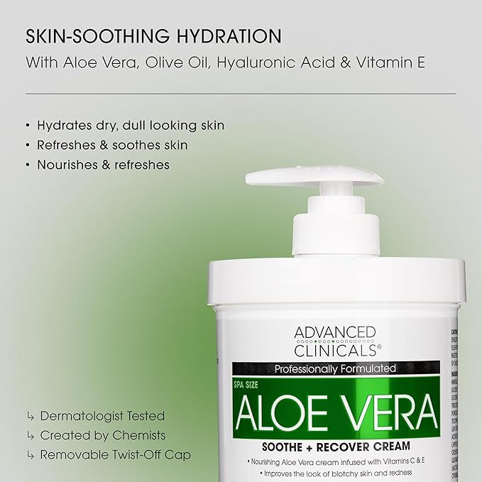 Advanced Clinicals Aloe Vera Lotion Skin Care Relief | Vitamin E Infused Hyaluronic Acid Moisturizer & Vitamin C Body Lotion For Women & Men Helps Improve Look Of Extremely Dry Skin, 16 Ounce, 2-Pack