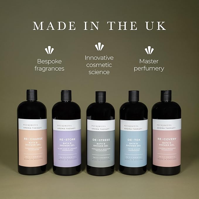 Pecksniff's Aroma:Therapy Re-Store Shower Gel – Luxurious Moisturizing Bath & Body Cleanser, 1000 ml/33.8 fl oz Bottle
