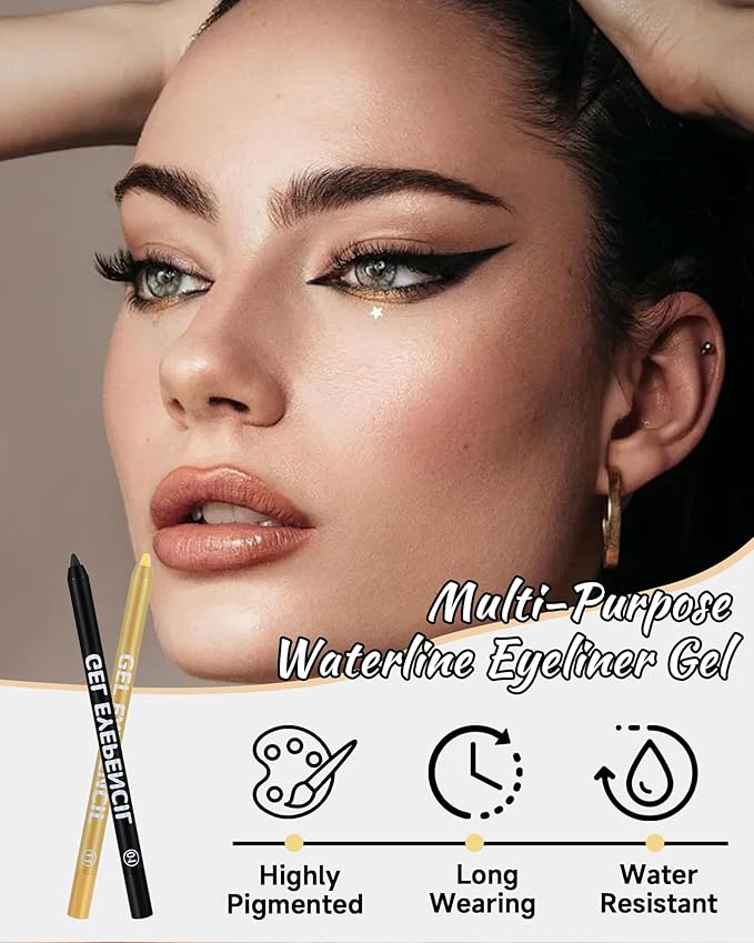 Waterline Gel Eyeliner Pencil, Dark Blue Matte Waterproof Long Lasting Cream Eye Liner Pencils with Sharpener, Hypoallergenic Highly Pigmented Precision Smudge-Proof Eyeliner Makeup Pen for Women-09