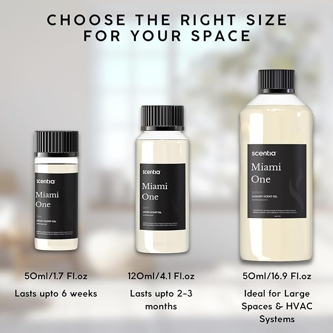 Scentia Miami One Hotel Diffuser Oil Inspired by The 1 Hotel Miami Beach- 50 ml 1.69 fl oz - Essential Oil Blend Sandalwood, Cedar & Lemon Notes for Aromatherapy Diffusers Humidifiers
