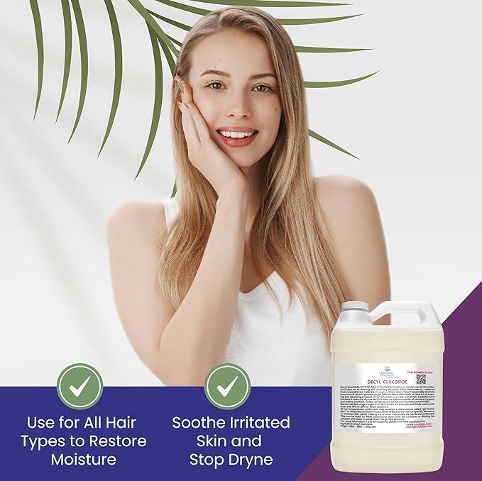 Cocojojo Decyl Glucoside Natural Surfactant - Surfactants for Soap Making, Lauryl Glucoside, DIY Shower Gel, Skin Care, Body and Face Wash, Plant Derived, Natural - 1 Gallon (Pack of 1)