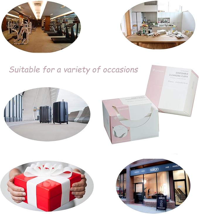 Upgraded Careboree Extra Thick Face Cloth Facial Cleansing Wipes 2 Pack Extra Large Dry Wipes Makeup Remover Cloth Clean Towels Size XL 12"×12" Non-Moistened Disposable Face Towel