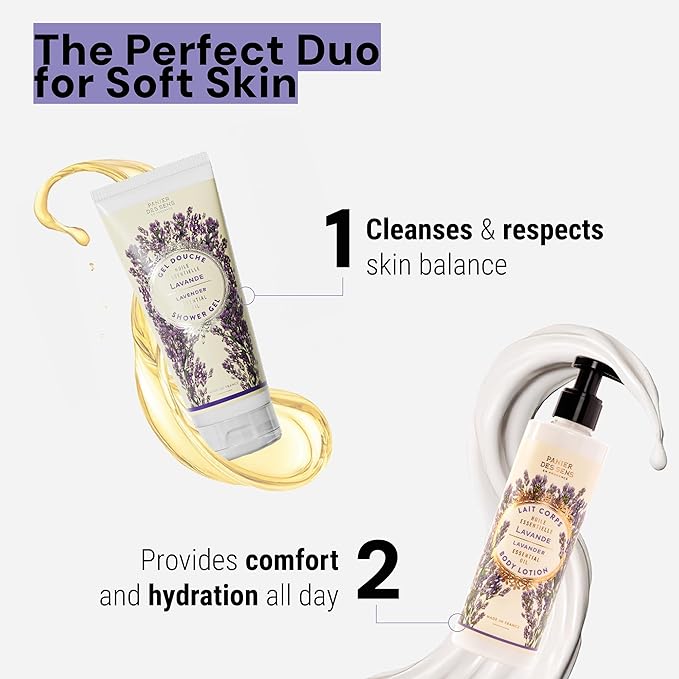 Panier des Sens - Lavender Moisturizing Body Wash for Women & Men - Gentle Shower Gel with 96% Natural Ingredients for Normal, Sensitive Skin - Body Care Made in France, SLS Free, Vegan - 6.8 Fl Oz