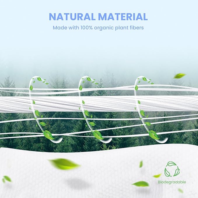 100 Sheet Daily Cleansing Towels Ultra Soft Dry Wipes for Sensitive Skin Disposable Facial Washcloths 100% Organic Viscose (Pack of 6)