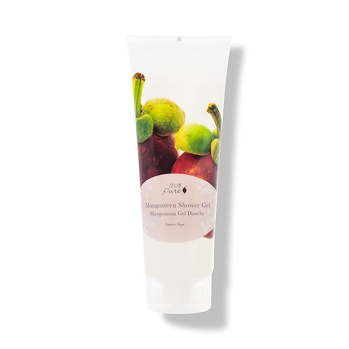 100% PURE Mangosteen Shower Gel Natural Foaming & Hydrating Body Wash - Deeply Moisturizing Gentle Soap Cleanser for All Skin Types, Even Sensitive - Gluten-Free - 8 Fl Oz
