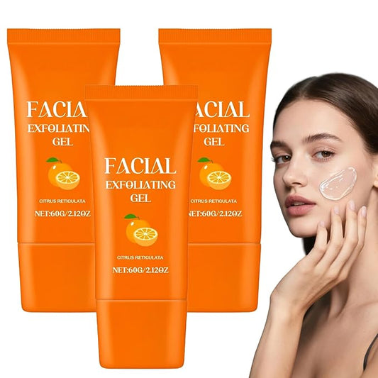 Facial Exfoliating Gel with Natural Orange Extract, Deep Cleansing Exfoliating, Moisturizing, Cleansing and Rejuvenating for All Skin Types (3 pcs, 2.12 OZ)