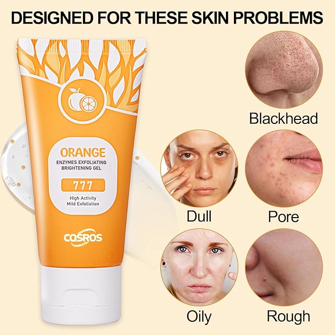 Orange Exfoliating Gel Scrub for Face and Body Skin, Deep Cleansing Moisturizing Skin Orange Peeling Gel, All Types Skin (1pc)