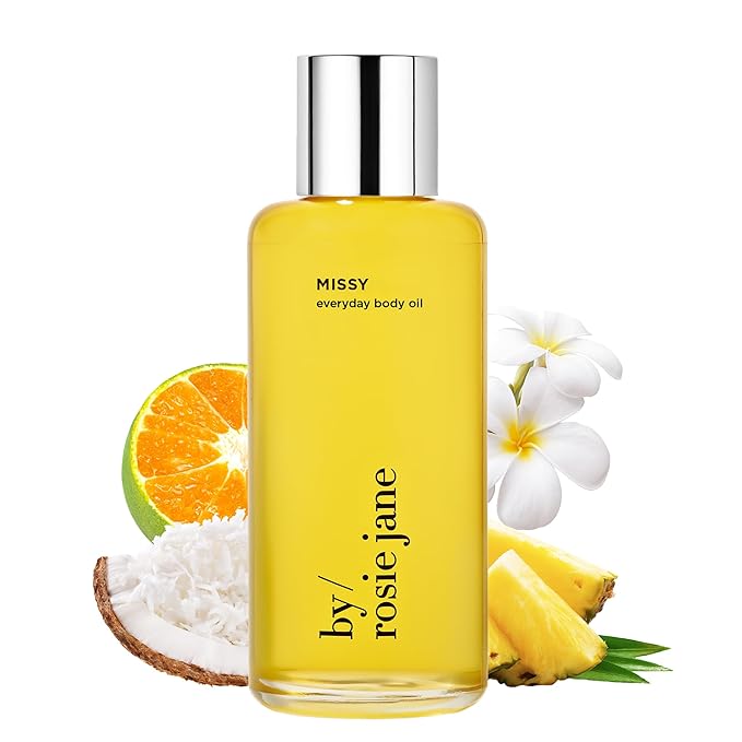 By Rosie Jane Everyday Body Oil (Missy) - Frangipani & Green Mandarin Scented Body Care with Sunflower, Olive & Rosehip Seed Oil to Hydrate and Nourish Dry Skin (5 fl oz)