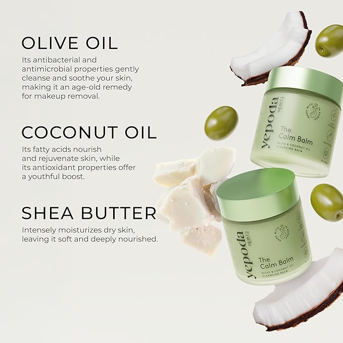 Yepoda The Calm Balm, Gentle Makeup Remover & Deep Cleansing Balm, Removes Waterproof Makeup & Impurities, Vegan Korean Face Cleanser for All Skin Types, 2.82 OZ (80g)