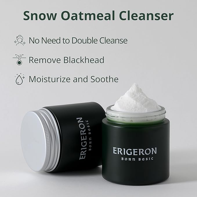 Snow Oatmeal Facial Cleansing Balm Cleanser, Rice Water, Greek Yogurt Cleanser, Black Soybeans, Green Tea, Face Mask, Face Scrubber, Blackhead Remover, Korean Skin Care (3.38 fl.oz.)