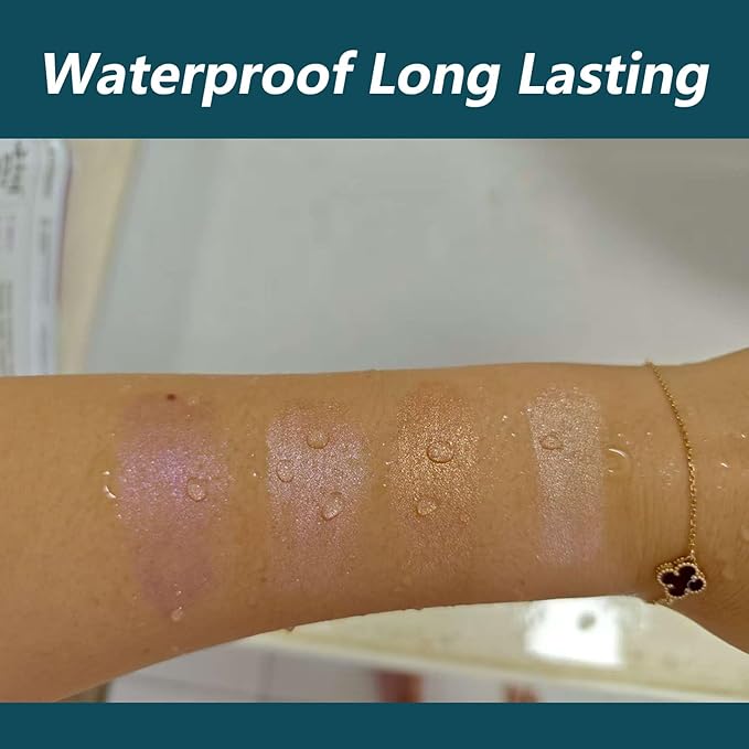 Waterproof Eyeliner Pencil Blendable Cream Shimmer Glitter Smooth Eyeshadow Stick Hypoallergenic Long Lasting Smudge Proof Eye liner Pen 03 Rose Shimmer