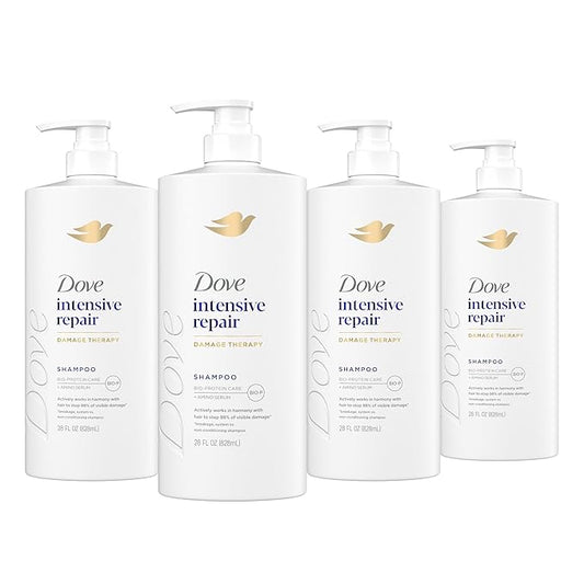 Dove Shampoo 4 Pack Intensive Repair for Damaged Hair with Bio-Protein Care Technology and Amino Serum 28 Fl Oz