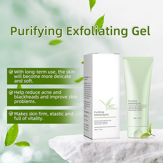 2 Pack Purifying Exfoliating Gel，Face & Body Exfoliating Cream，Purifying Cream，Deep Pore Cleansing, Moisturizes Skin, Moisturizes and Exfoliates， Suitable for All Skin Types，2.12Oz Each