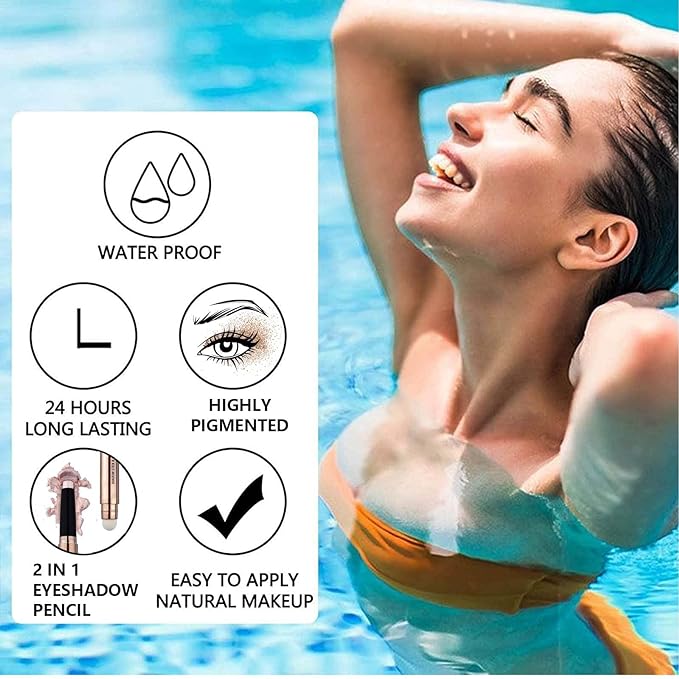 White Eyeshadow Stick white Eyeliner Pencil Makeup Cream Shimmer Smooth Glitter Eyeshadow Pencil Base Primer Hypoallergenic Waterproof Long Lasting Eye Shadow Highlighter Stick 01