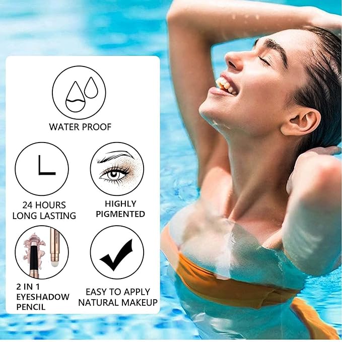 Rose Gold Eyeshadow Stick And Eyeshadow Brush Eye Makeup Cream Shimmer Glitter Smooth Eye Shadow Sticks Pencil Nude Matte Palette Primer Crayon Liquid Highlighter Natural Long Lasting 03