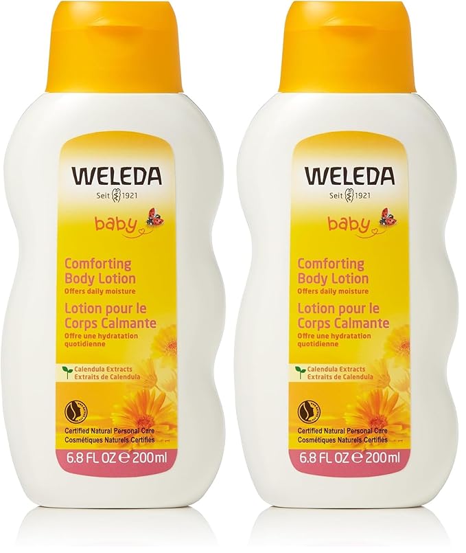 Weleda Baby Calendula Comforting Body Lotion, Plant Rich Moisturizer with Calendula, Chamomile, Sweet Almond and Sesame Oils, 6.8 Fl Oz (Pack of 2)