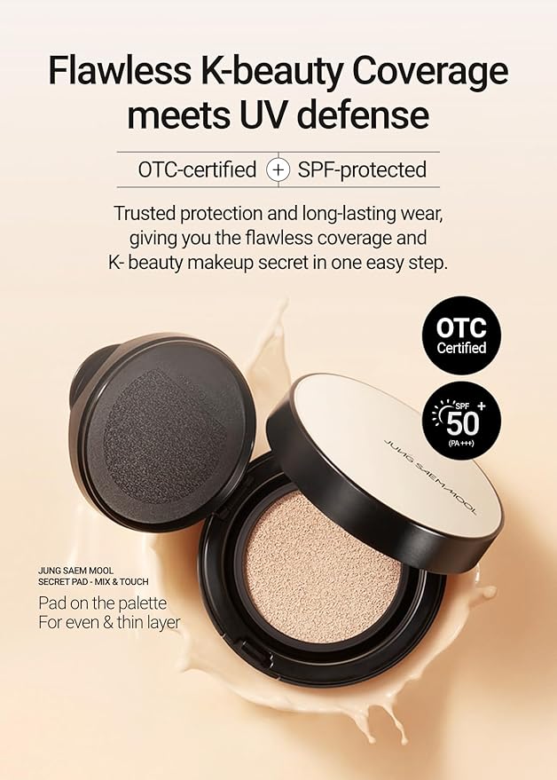 [SPF Included] JUNGSAEMMOOL OFFICIAL Essential Skin Nuder Cushion (02 Fair Light) | Refill Included | Natural Finish | SPF50 Broad Spectrum | Makeup Artist Brand | Cream Foundation