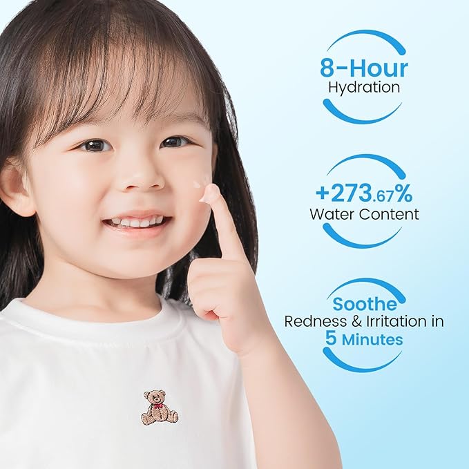 RUNBEN Baby Face Gel Cream with Centella Asiatiaca | Lightweight Toddler Moisturizer | Clean & Gentle Lotion for Kids Sensitive Skin | Waterless Formula | Fragrance Free | 2.64 oz