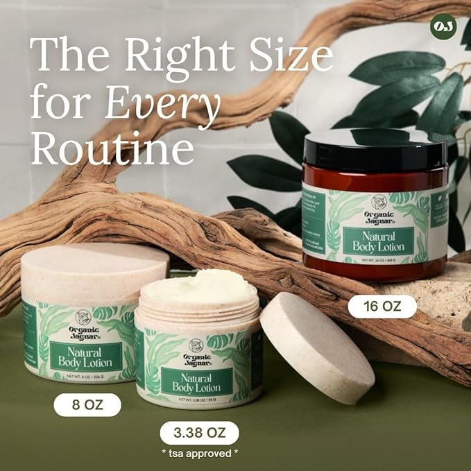 Organic Jaguar Natural Body Lotion, 8 oz, Moisturizer With Essential Oils, Vitamin E Oil, Beeswax, Extra Virgin Olive Oil, Raw Honey, Mango Butter, Sulfate & Paraben Free Body Care, Tropical Scent