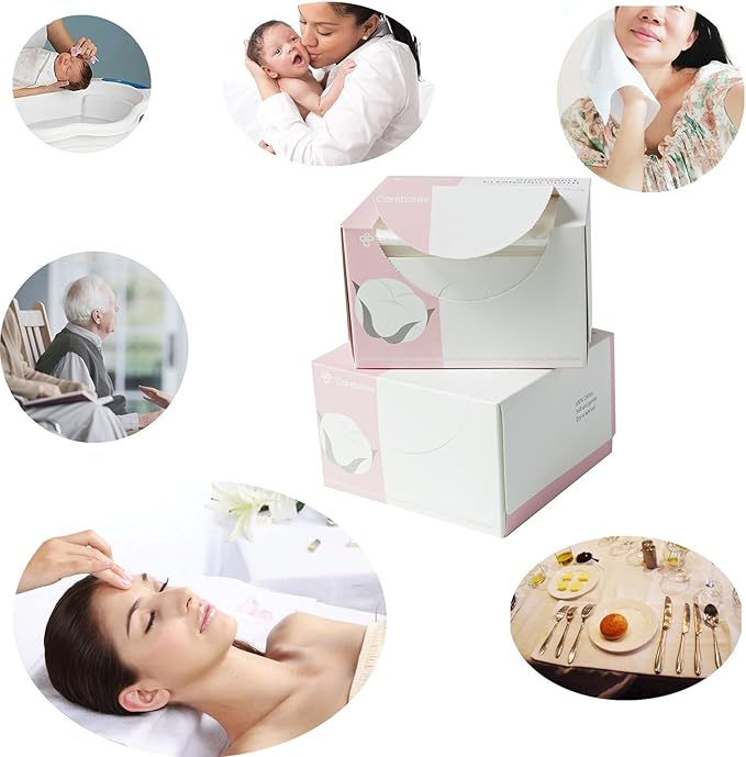 Upgraded Careboree Extra Thick Face Cloth Facial Cleansing Wipes 2 Pack Extra Large Dry Wipes Makeup Remover Cloth Clean Towels Size XL 12"×12" Non-Moistened Disposable Face Towel