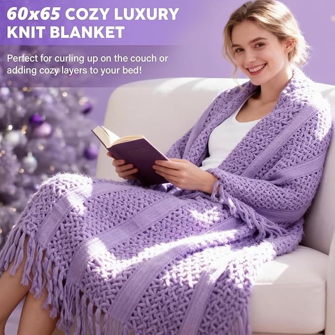 Christmas Gifts for Women Mom Daughter Her Wife Girlfriend Best Friend - Unique Birthday Valentines Mothers Day Gifts - Lavender Self Care Get Well Soon Gifts, Spa Gift Baskets w/Blanket Care Package