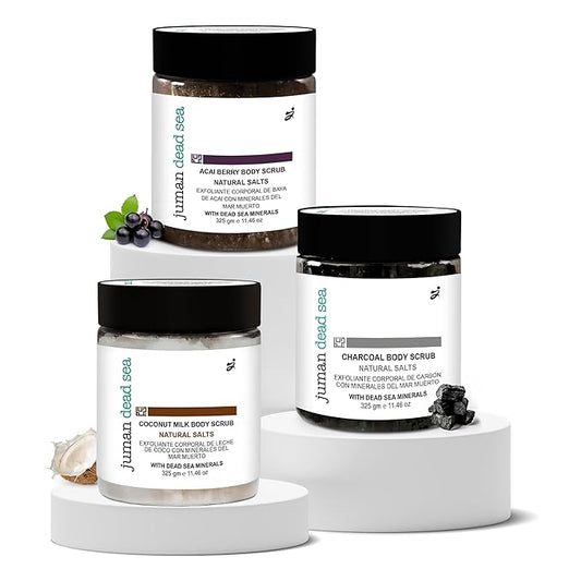 Juman Dead Sea Minerals Exfoliating Body Scrub Set | Infused with Essential Oils | Regular Body Care Kit | SlS & Paraben Free | Vegan | Scrub Pack of 3