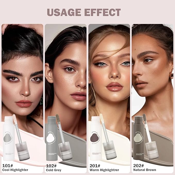 Warm Toned Natural Brown Liquid Contour Stick, Smooth Texture with Buildable Coverage, Blendable Lightweight & Long Lasting Face Shaping Contouring Makeup, Portable Travel Size, 202