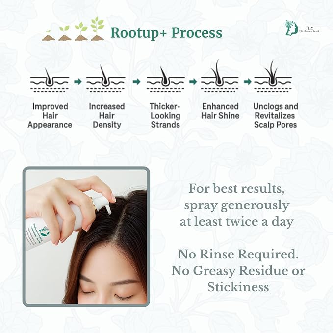 [THY rootup+] Botanical Hair Tonic – Herbal Scalp Spray for Fuller-Looking Hair | Non-Greasy Formula with Korean Plant-Based Formula | For Men & Women |250 ml / 8.45 fl oz