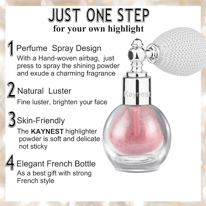 Shimmering Spray Powder Sparkle Powder, kaynest Body Glitter Face High Gloss Spray Highlighter Loose Powder Makeup Spray for Women Hair Nails Makeup (9#Dolce Pink)